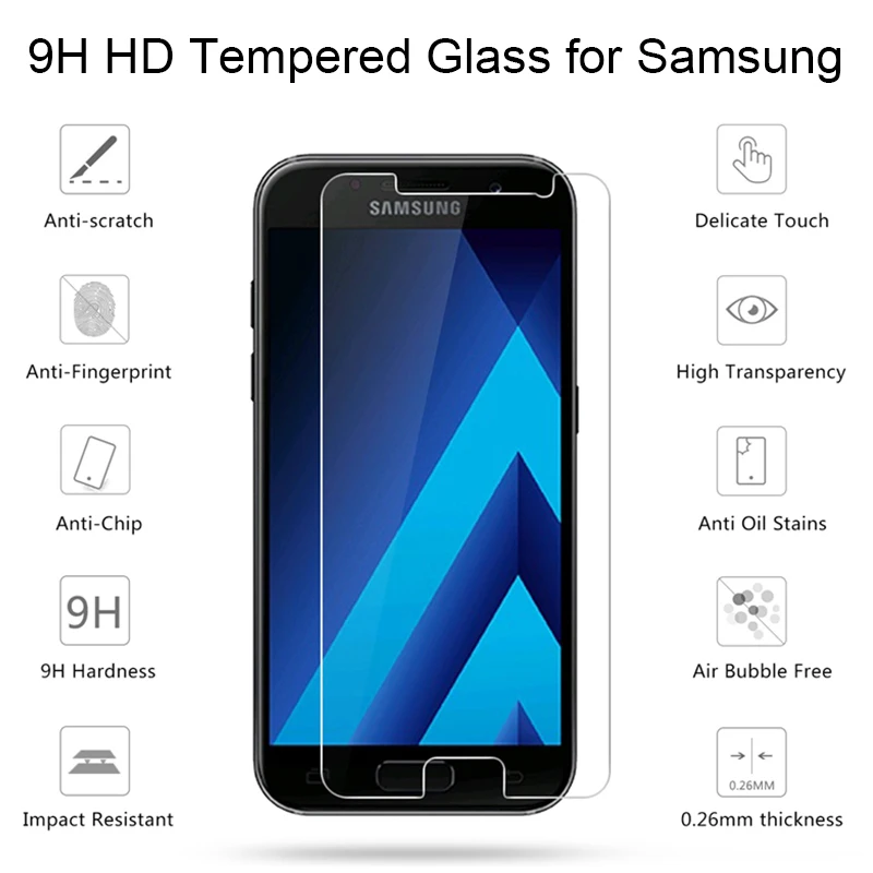 Закаленное стекло 9H HD для Samsung Galaxy A5 2017 A3 2016 жесткий экран A7 2018 закаленное A530