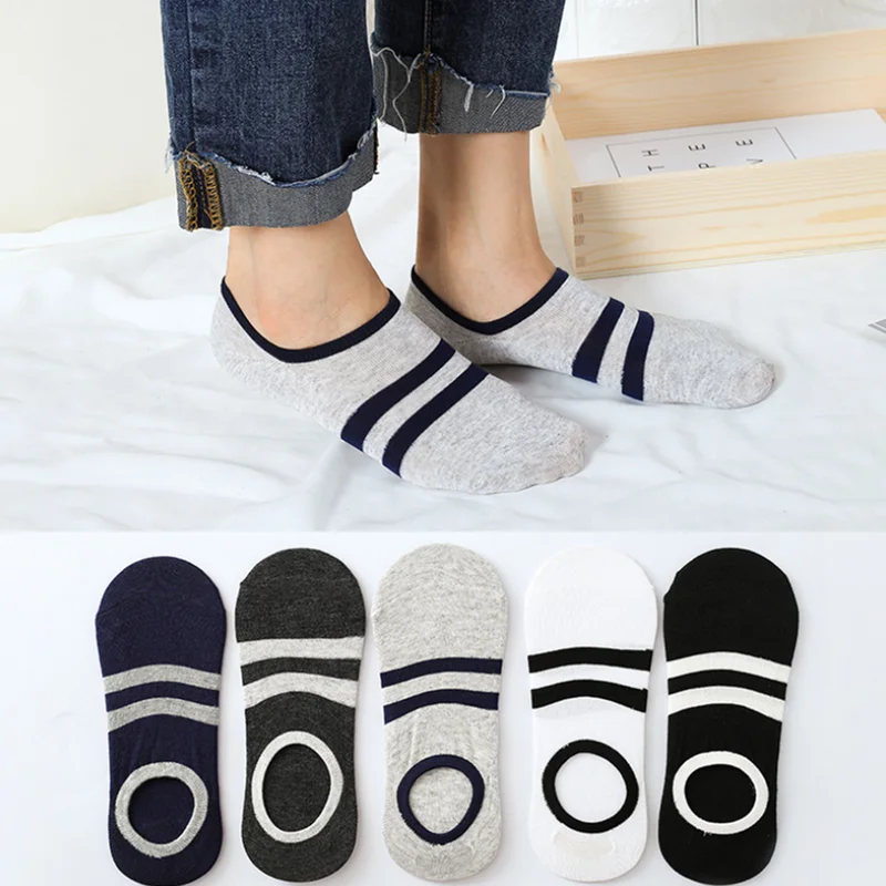 

Spring and summer men's striped invisible boat socks fashion socks non-slip sweat-absorbent breathable men's beanie socks silico