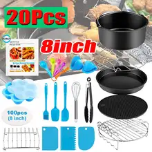 Air Fryers Accessories 8 Inch 20/17PCS for 4.2~5.8QT 9 Inch for 5.2~6.8QT Baking Basket Pizza Plate Grill Kitchen Cooking Tools