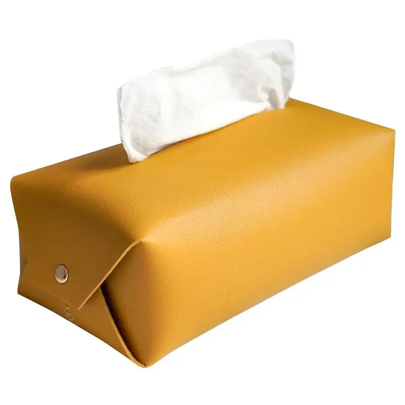 

Storage-Simple Style Leather Waterproof Solid Color Tissue Box Household Living Bathroom Folding Tissue Large Box 2021 New