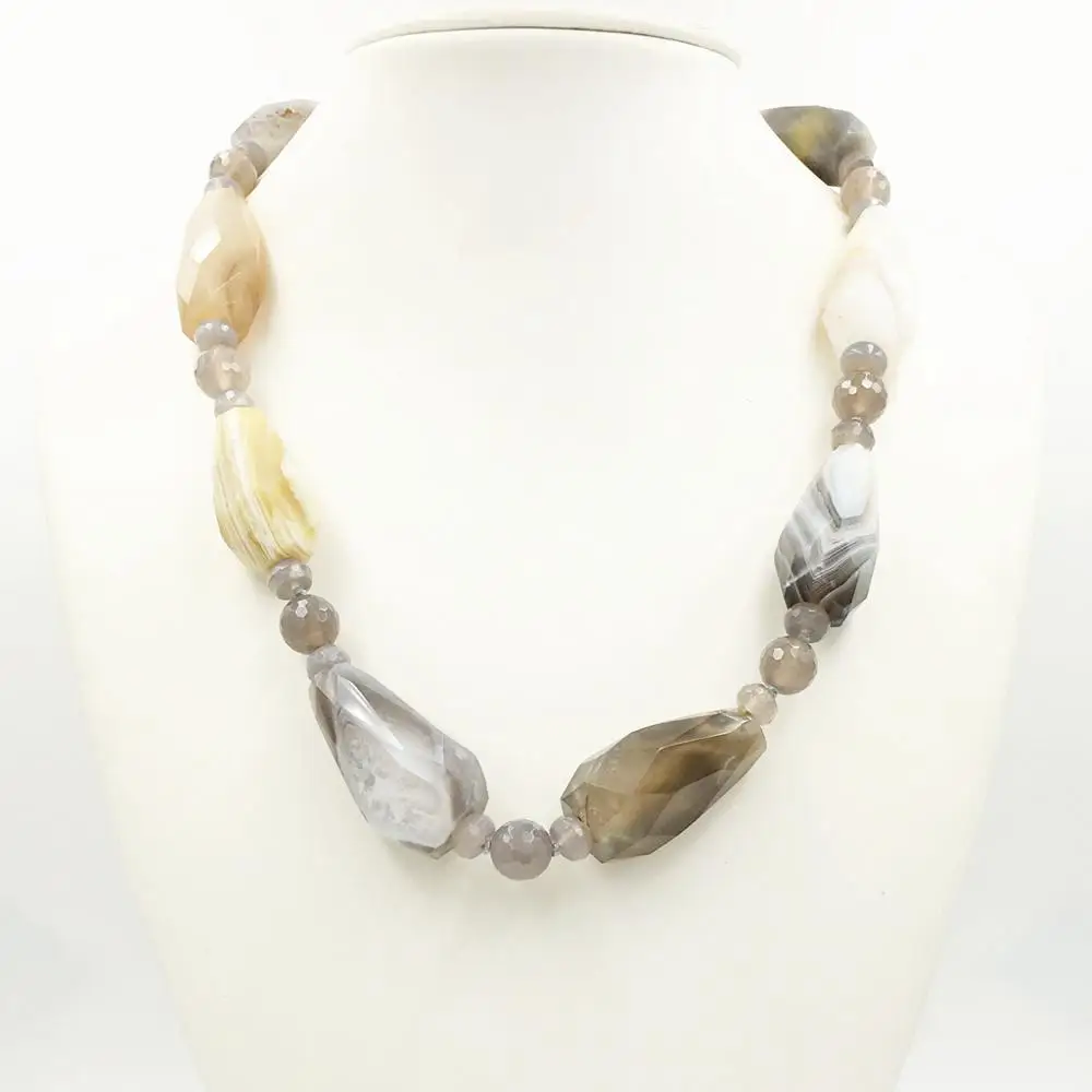 Ожерелье Lii Ji из серого агата и оникса Базовый стиль хороший подарок для женщин