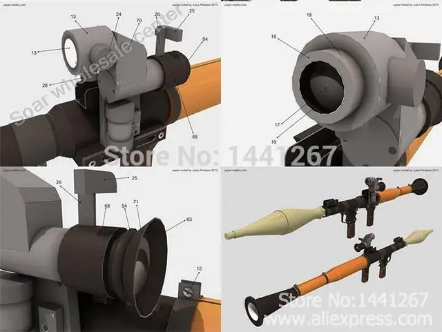 3D Бумага модель RPG 7 гранатомет может собрать огнестрельное оружие готовой Длина