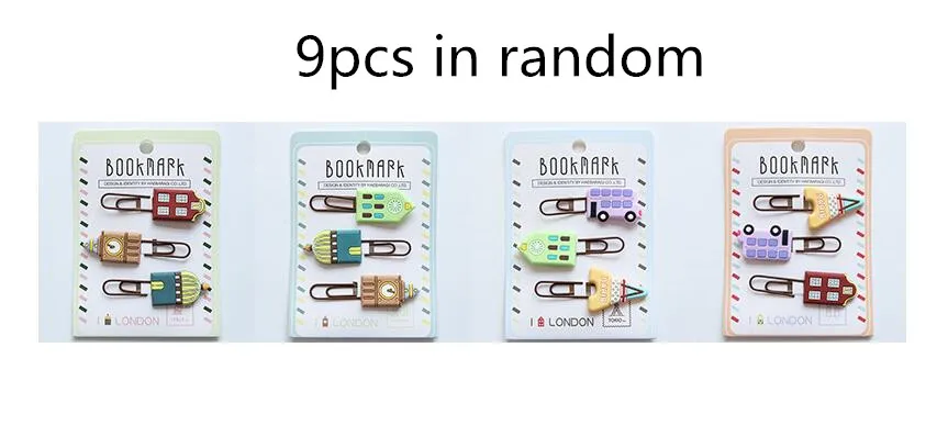 9pcsin random Новинка, 9 шт./лот, креативные, кавайные, кошачьи, животные, металлический зажим для бумаги, силиконовая Закладка, декоративный файл, для документов, памятки, зажимы, школьные канцелярские принадлежности - Цвет: 9pcsin random