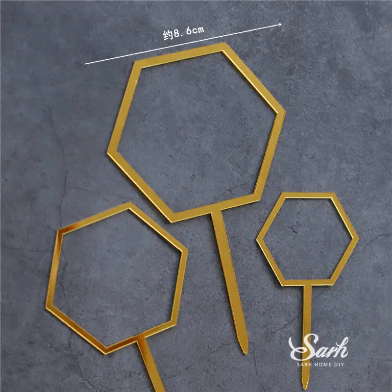 3pc hexagon set A Золотой Ловец снов бабочка пряжа торт Топпер Серебряная Корона невесты выпечки сладкий подарок с днем рождения Свадебная вечеринка украшения - Цвет: 3pc hexagon set A