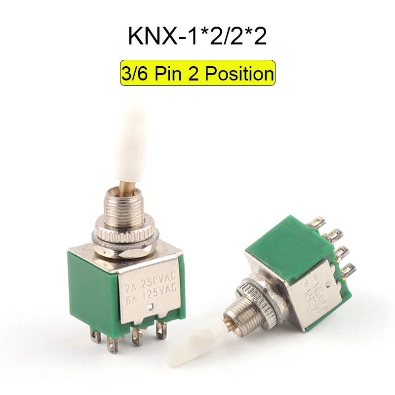 

10PCS 3/6 Pin 2 Position 6mm Mini Toggle Switch 2A250V 6A125V ON-OFF DPDT Self-locking KNX Toggle Switches High Quality