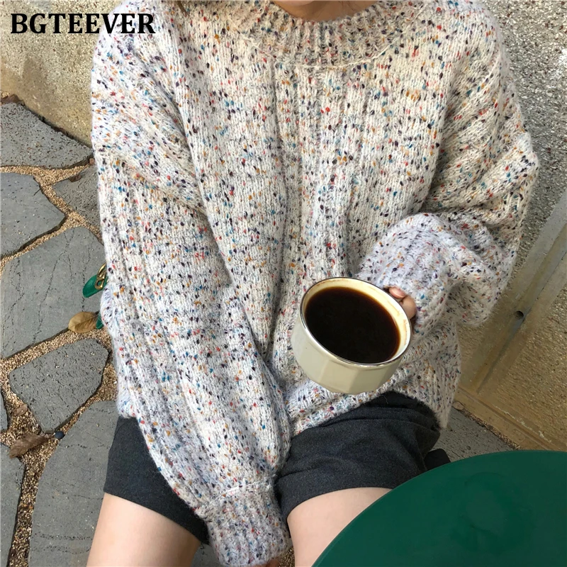 BGTEEVER повседневные свободные мягкие женские вязаные свитера с длинным рукавом