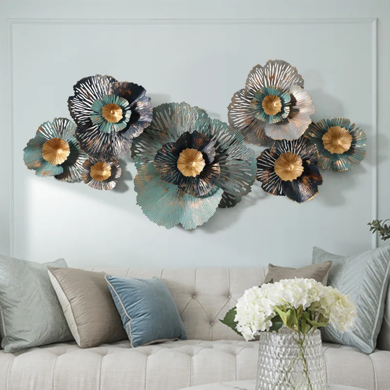 3D Europe Luxury iron wall decor for living room Creative wall handmade metal hanging decoration habitacion iron flowers decor