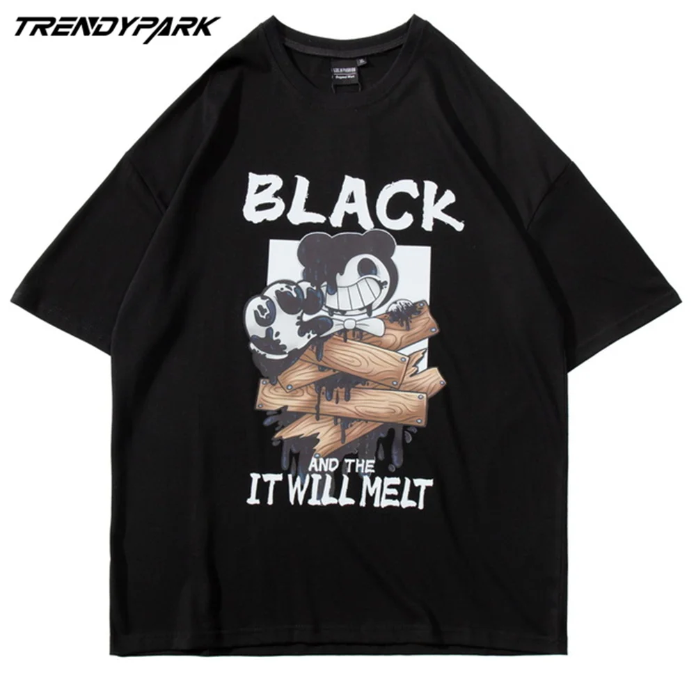 Футболка мужская оверсайз с коротким рукавом хлопок мультяшный принт стиль