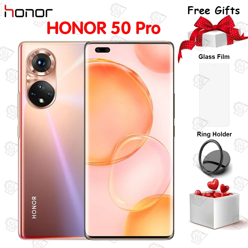 Оригинальный Смартфон HONOR 50 Pro 5G экран 6 72 дюйма OLED 120 Гц 8 ГБ + 256 Snapdragon 778 Android 11 NFC 100