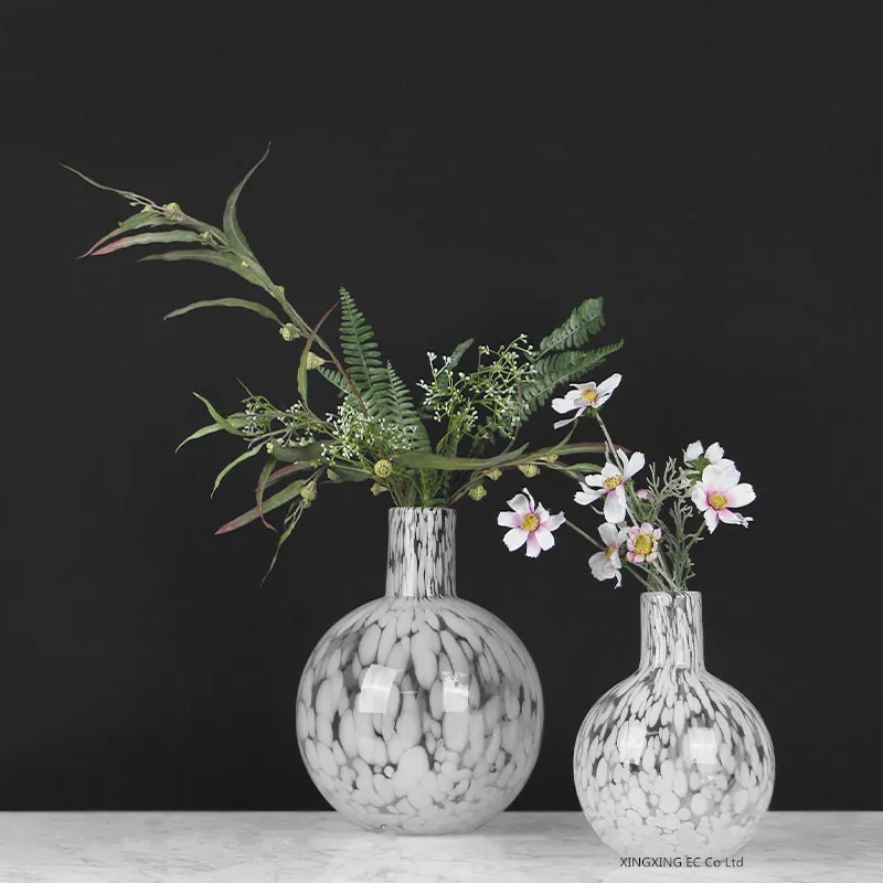 

Creative White Speckled Glass Container Vase Homestay Table Flower Table Top Decoration Home Soft Decoration Craft Flower Vase