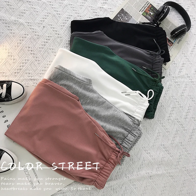 

2021 Summer New Korean Casual Shorts Loose Men's Casual Short Joggers Black White Drawstring Waist Couples Shorts 4XL 5XL
