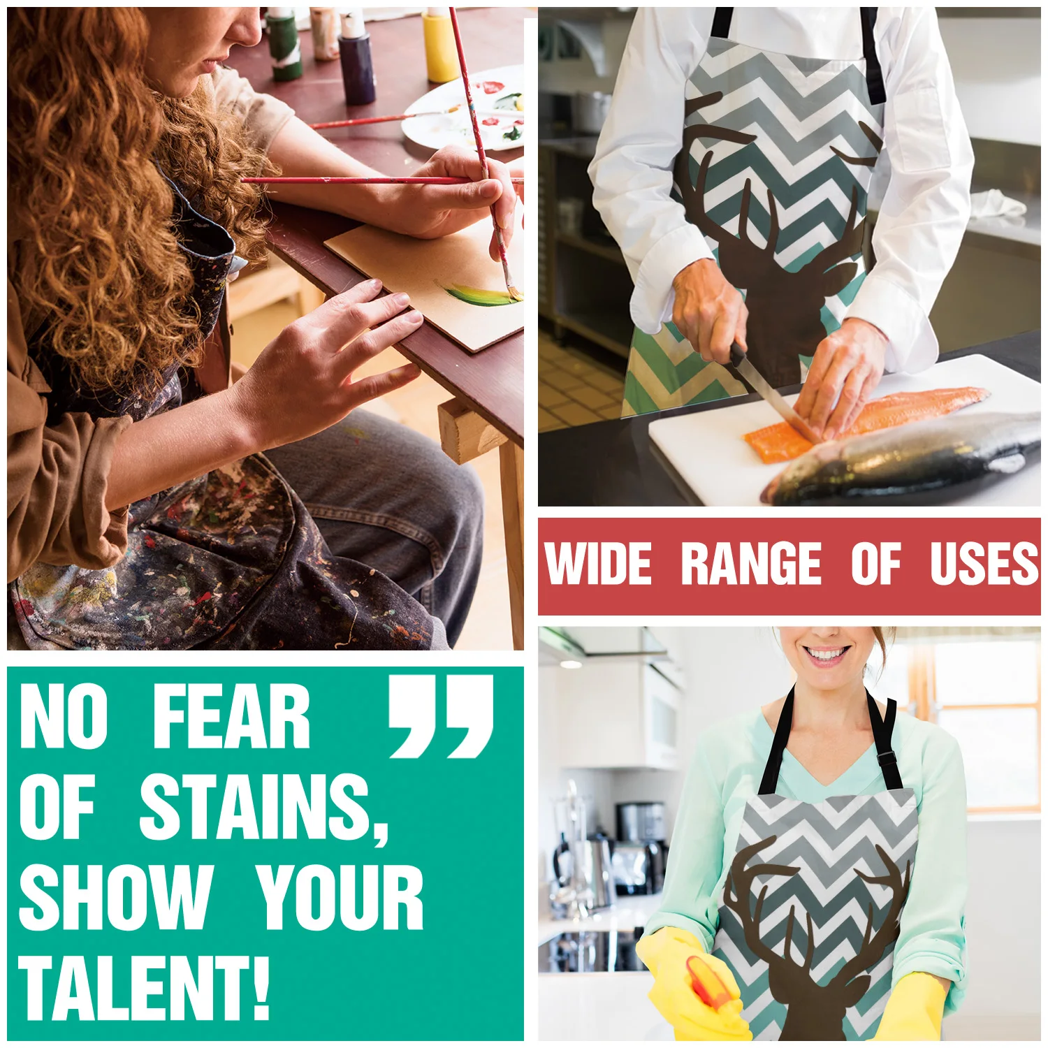 Белый фон с принтом в полоску лося Кухонные фартуки прочный чистящий инструмент