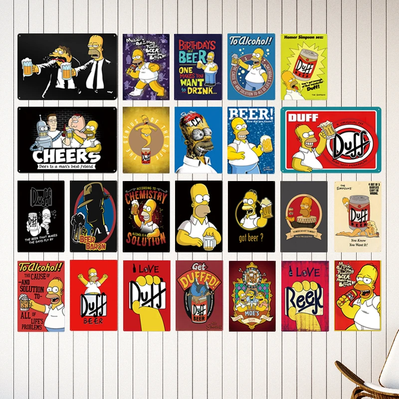 

Duff & Cheers Beer Tin Retro Signs Beer Plaque Metal Vintage Pub Club Wall Bar Poster Cafe Home Art Bar Decor Poster Gift