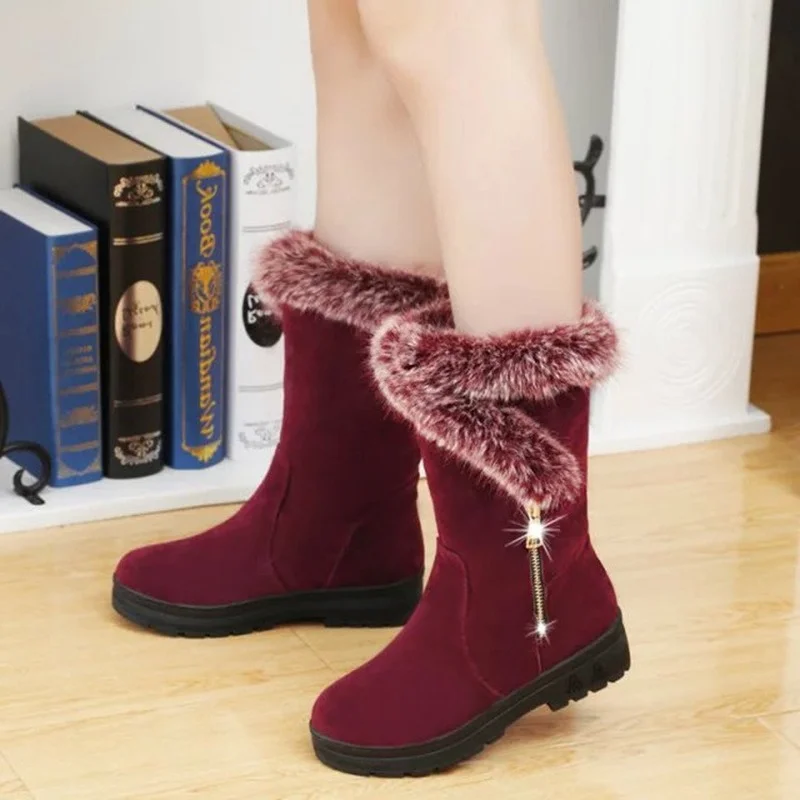 

Women 2021 Winter High Gang Platform Non-slip Plus Velvet Thicken Snow Boots Female Fashion New Plush Soft Casual Cotton Shoes