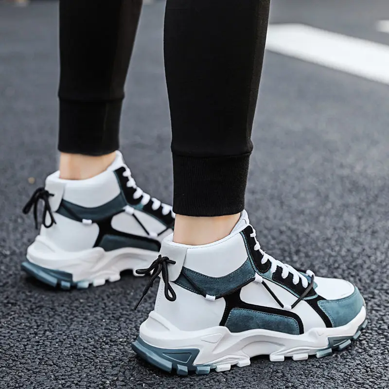 

Men Sneakers High Top Round Toe Male Thick Platform Shoes Breathable Out Walking Trainers Casual Shoes for Men