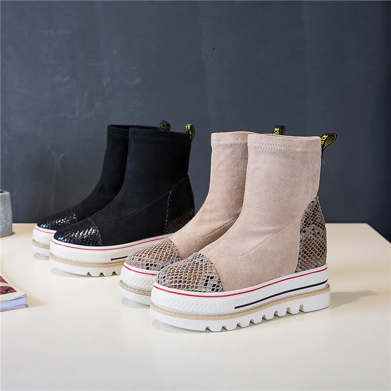 Fujin/2020 г. женские ботинки Зимние ботильоны из натуральной кожи модные