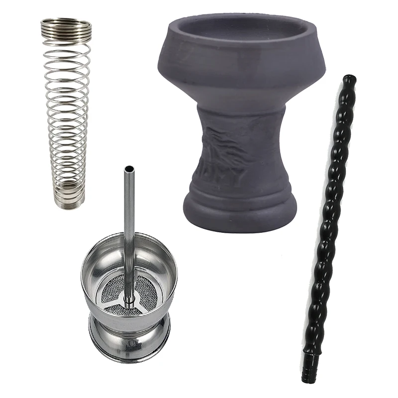 

For Shisha Hose Narguile Aluminum Hookah Handle Nargile Spring Charcoal Shelf Natural Clay Bowl