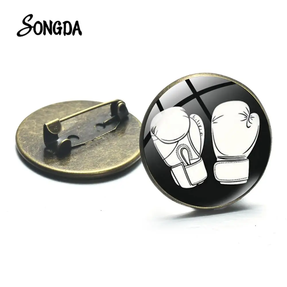 Боксерские перчатки стеклянные Броши с фотографией бронзовый цвет