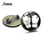 Боксерские перчатки стеклянные Броши с фотографией бронзовый цвет металлические джинсовые значки булавки Повседневные Спортивные фанаты бокса подарочные украшения Ювелирные изделия Подарки