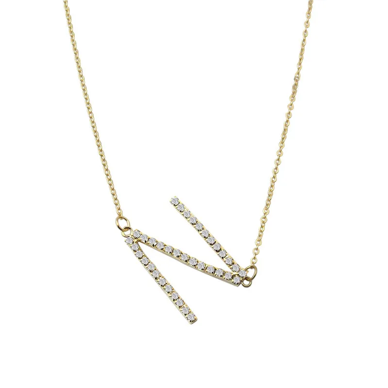 Женское Ожерелье с кристаллами и буквенным принтом розовое золото серебро