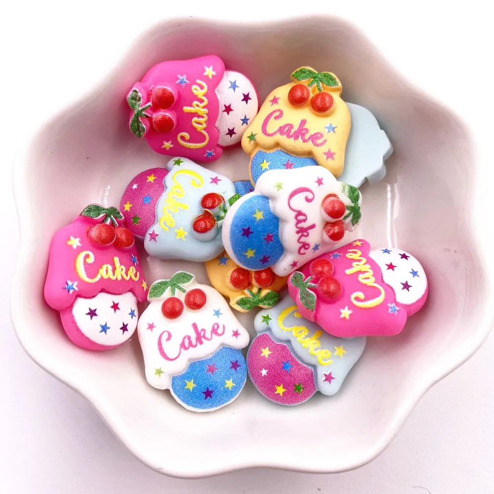 

Colorful Resin Mini Rainbow Star Cherry Cake Flatback Figurines Scrapbook DIY Craft Home Decor Accessories OH85