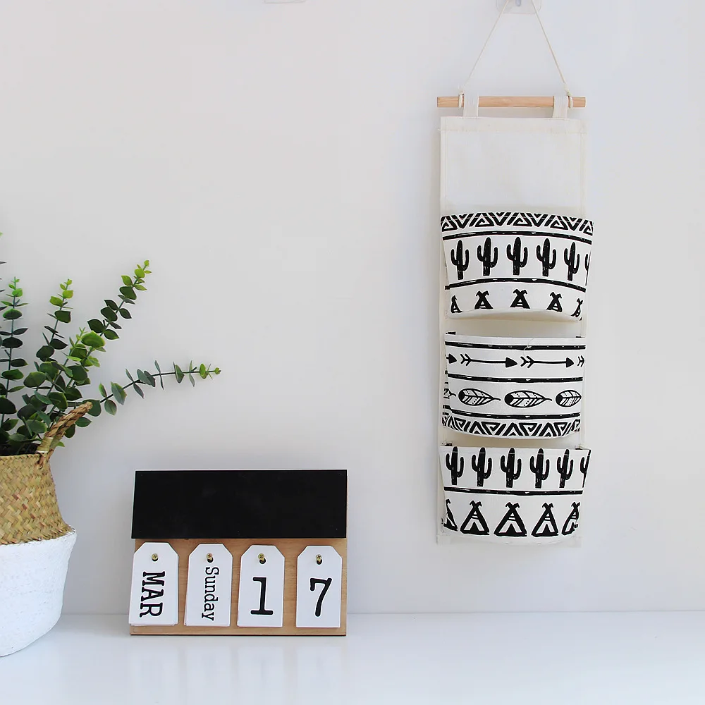 

Wall with Pocket Storage Bag Cotton and Linen Cloth Hanging Storage Bag Nordic Simple Style Hanging Bag