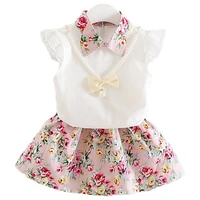 princess wind new summer baby girl clothes floral short sleeve t shirtskirt 2 piece suit fashion children clothing 1 4 year old