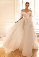 vestido de novia modesto wedding dresses 2022 a line off shoulder satin organza cheap boho wedding gown bridal dresses