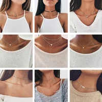 high quality clavicle chain jewelry gold silver color bird pigeon hearts stars choker necklaces for women daily collares
