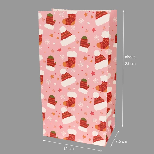 pink 10 шт крафт-бумажные пакеты Счастливого Рождества снеговик в форме снежинки для печенья конфет сумочки для упаковки подарков рождественские украшения вечерние подарки - Цвет: pink