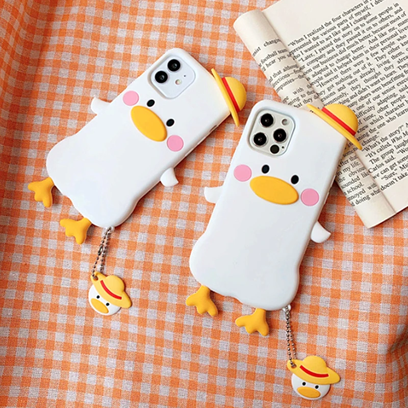 

Cute Cartoon Hat Duck Soft Phone Case For iphone 12Pro Max Cases 11Pro MAX XS MAX XR XS X 7 8 Plus 3D duck Silicone Cover Coque