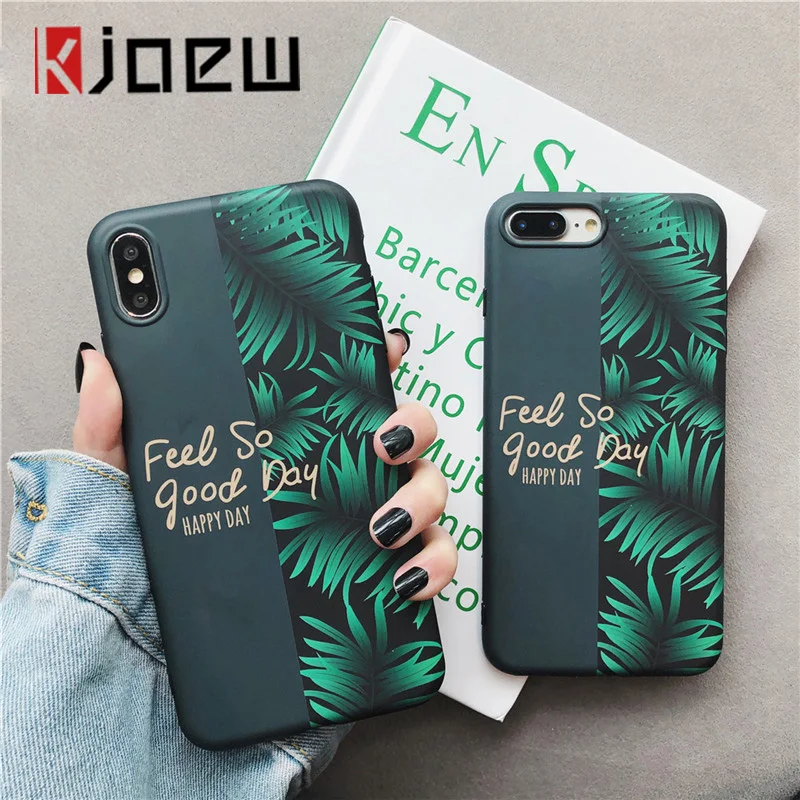 KJOEW комбинированный чехол для телефона с тропическим листом iPhone 11 Pro XS Max XR X буквы