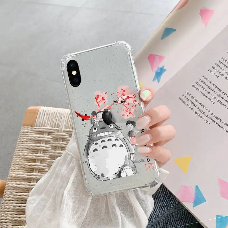 

LJHYDFCNB Kawaii Comic Totoro Transparent Soft Phone Case Transparent Case For Iphone 6 6s 7 8 Plus XR X XS 11 12 Pro Max