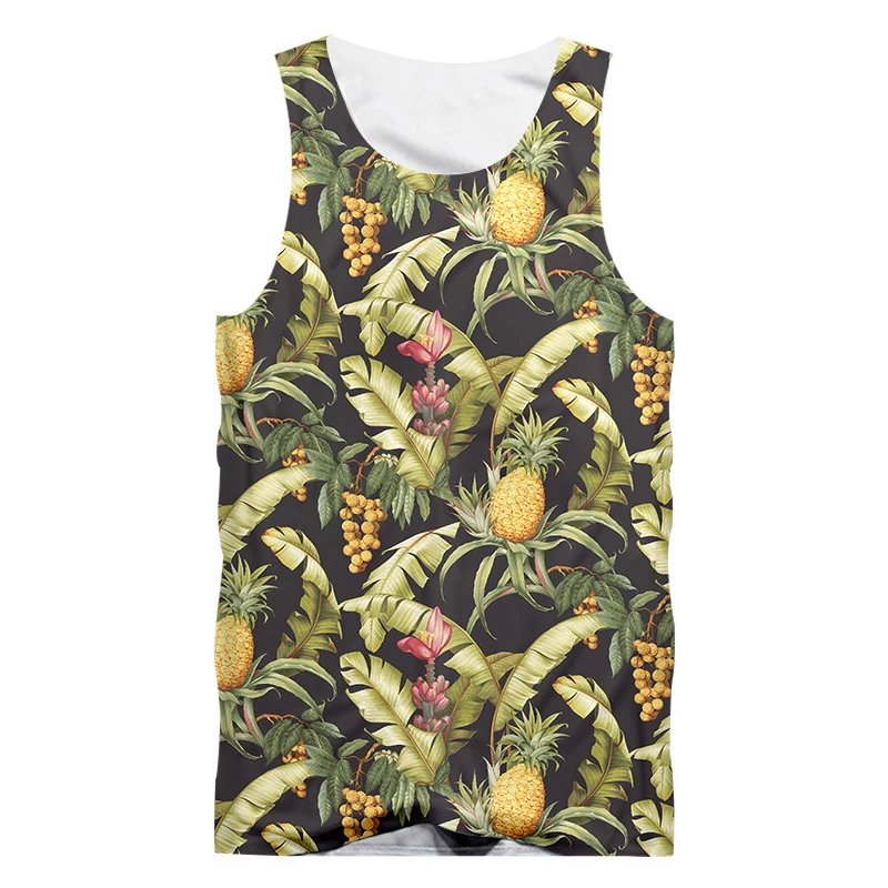 

CJLM Casual Tank Top Hawaiian Pineapple Vest Fashion Breathable Sleveless Top Fitness 3D Printing Men’s Oversized Dropship 5XL