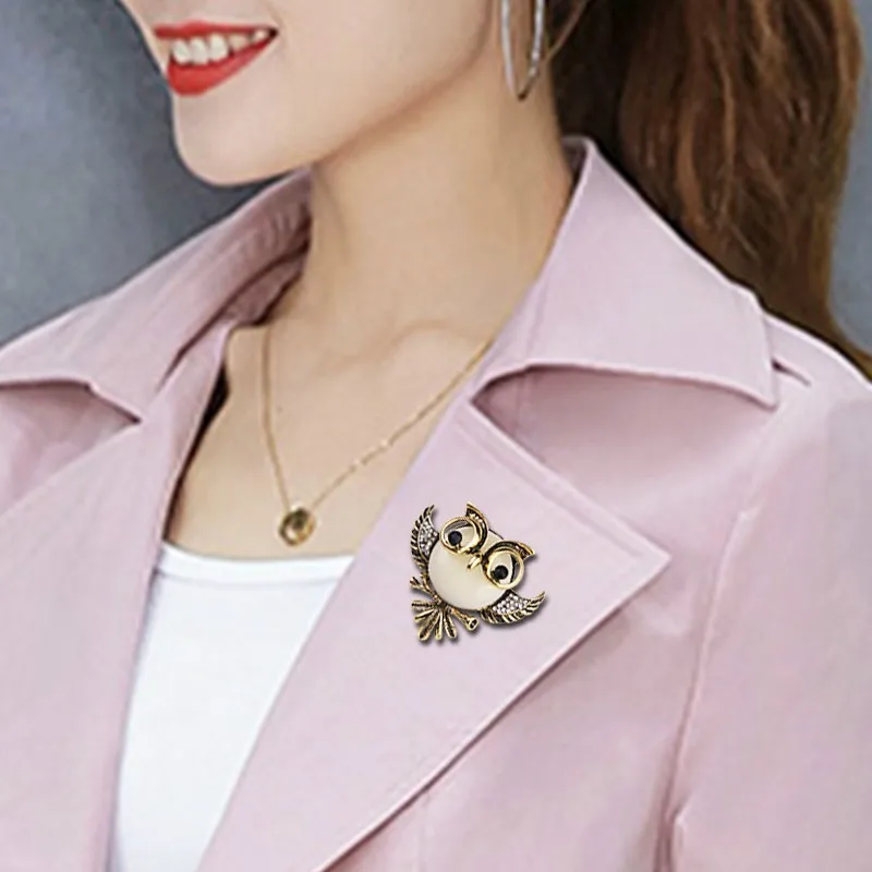 Милое Качество Сова брошки и шпильки Кристалл Большие Животные броши брошь