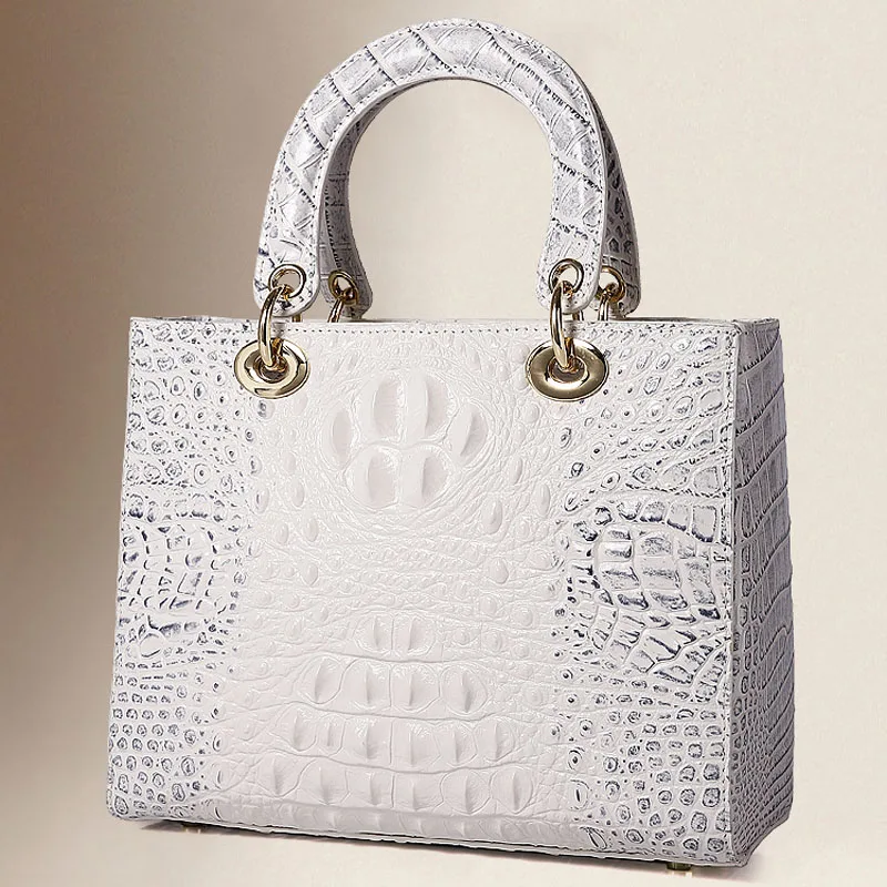 

Новинка, качественная женская сумка из натуральной кожи с узором под кожу крокодила, роскошная дизайнерская женская кожаная сумка, модная ж...