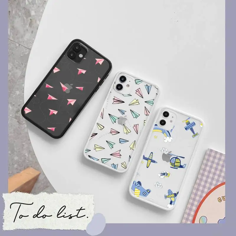

Cartoon airplane pattern travel world Phone Case matte transparent For iphone 7 8 11 12 13 plus mini x xs xr pro max cover