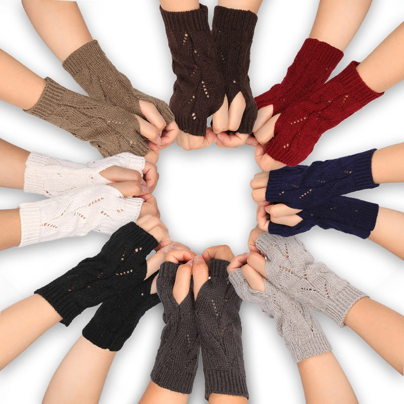 

Knitted Long Hand Gloves Women's Warm Embroidered Winter Gloves Fingerless Gloves For Women Girl Guantes Invierno Mujer Luvas