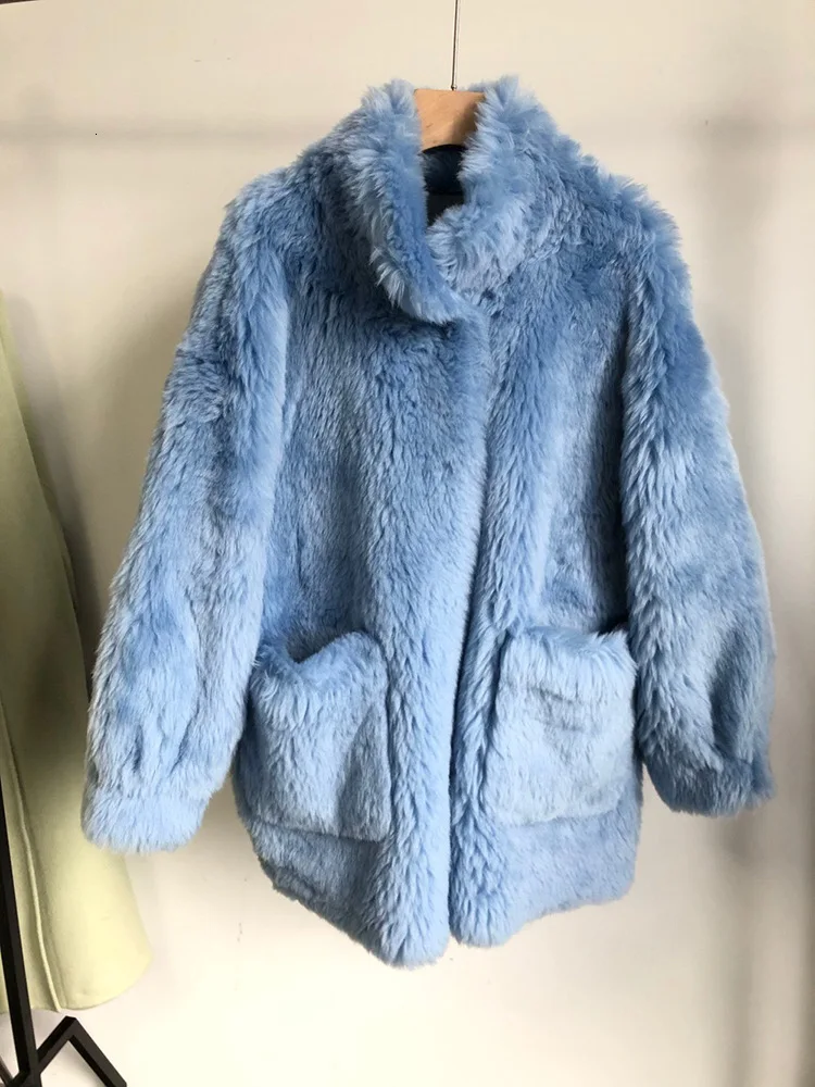 DEAT 2020 Fashion Solid Color Fur Coat Female Winter Loose Sheep Shearing One Lamb Hair Warm Shirt PB919 |