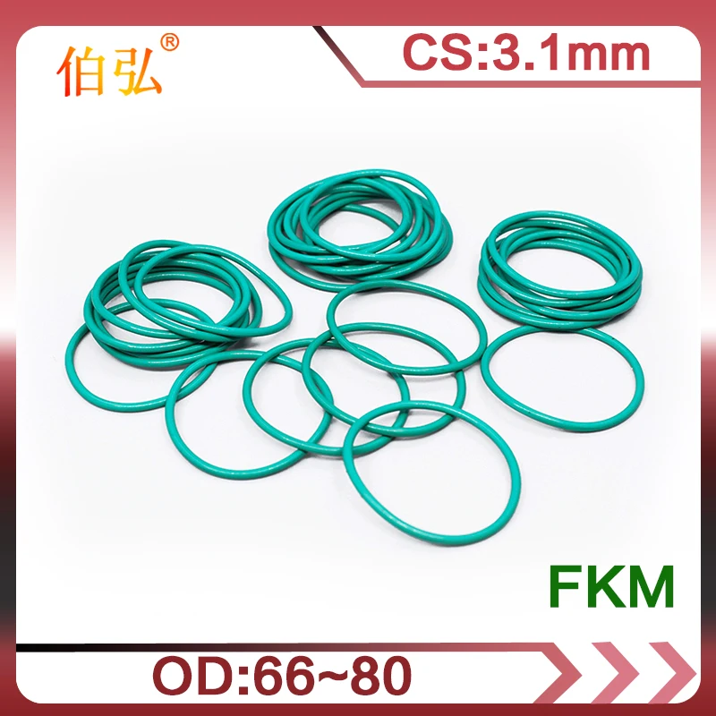 

Fluorine Rubber O-Ring 1PC/lot Green FKM Sealing CS 3.1mm OD66/68/70/71/72/73/75/76/78/80mm O Rings Seal Oil Gasket Washer