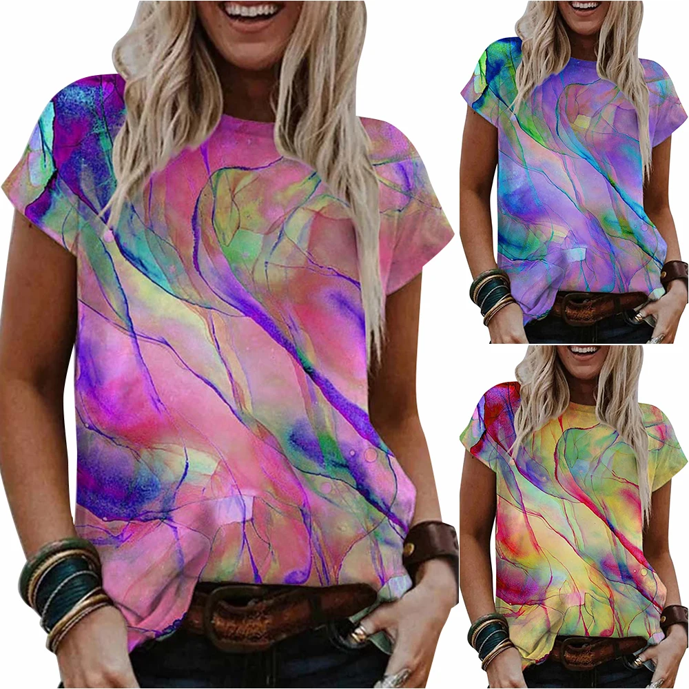 

Summer Woman Tshirts Digital Print Streetwear Women Clothing Short Sleeve O Neck T Shirt Female Women Tops Casual Loose Tees