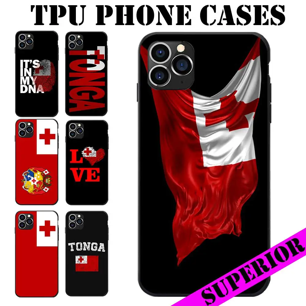 

For REDMI 5 6 7 8 T 9 A S2 NOTE 10 PRO PLUS 5G Tonga Flag Coat of Arms Text Theme Soft TPU Phone Back Cases