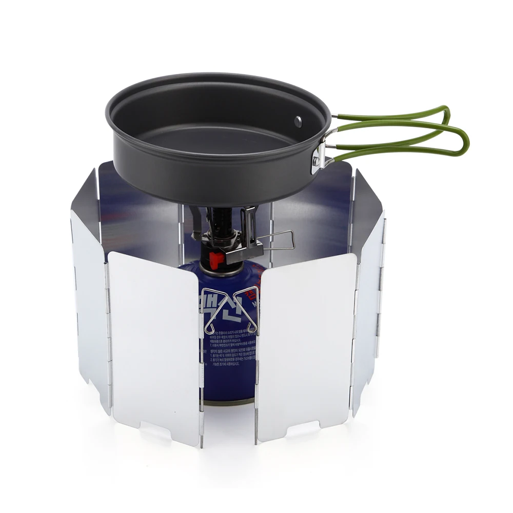 9 пластин складной алюминиевый ветрозащитный экран для газовой горелки|Уличные