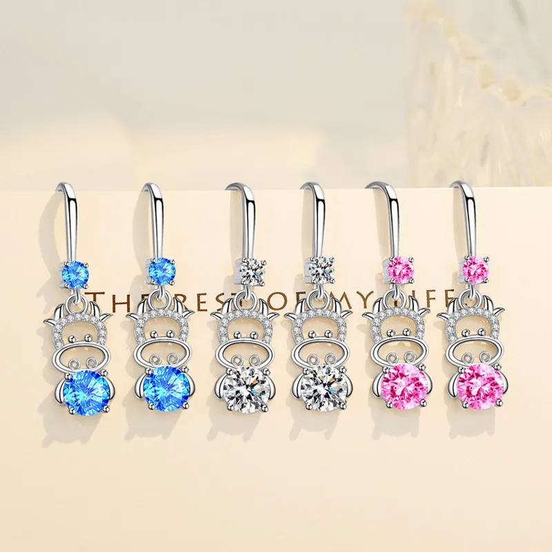 

Fashion Luxurious Calf Crystal Pendant Earrings for Women Zircon Fine Jewelry Copper Plated with Platinum Party Gift