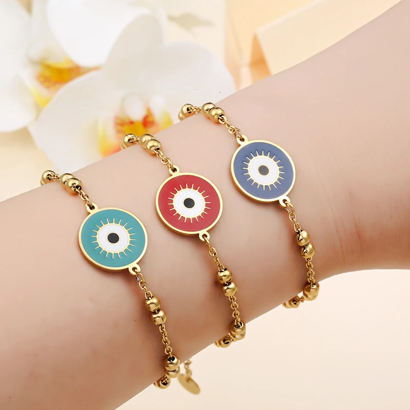 Женский винтажный регулируемый браслет из нержавеющей стали с диском 3 цвета