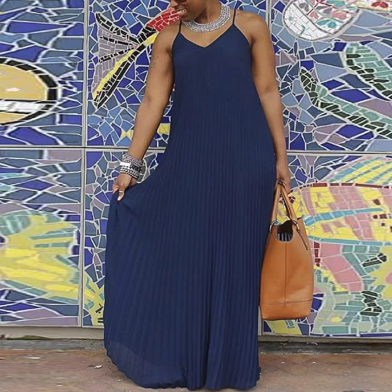 

Женское шифоновое платье-макси без рукавов, свободного покроя