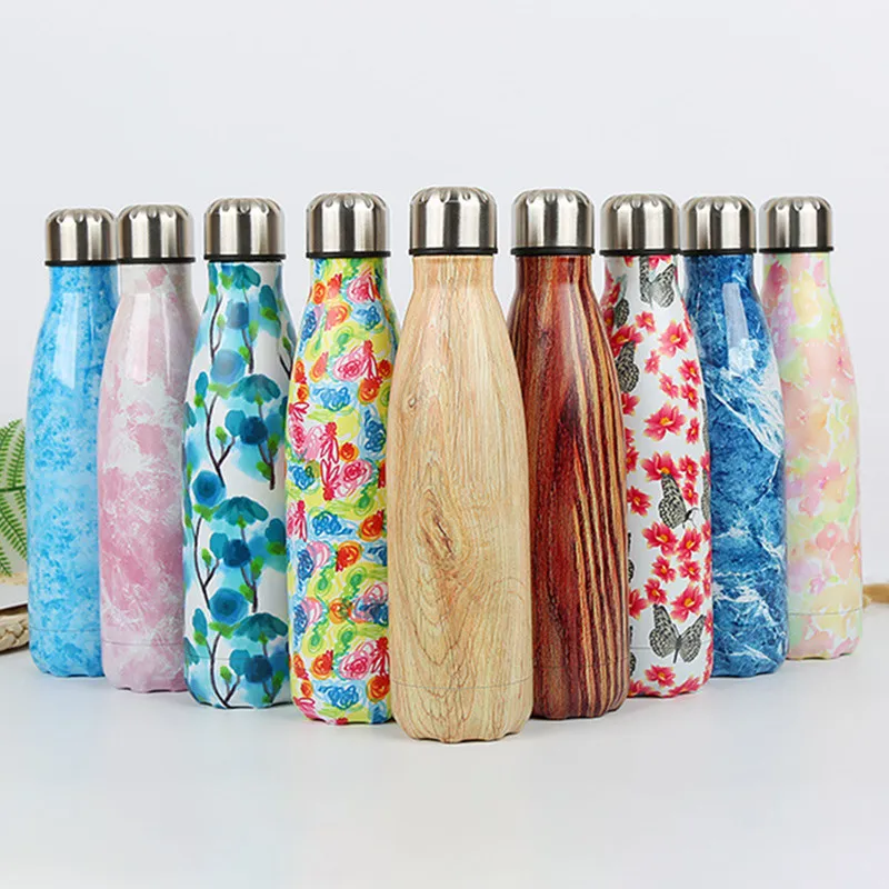 Цветочный колба термоса Мрамор бутылка для воды ком пива чашка с двойными