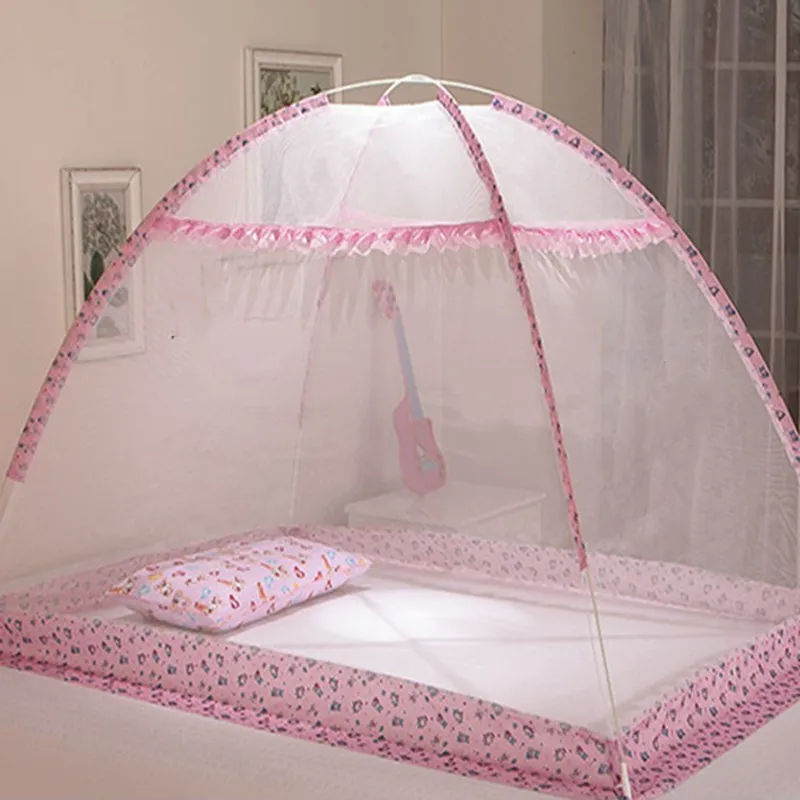 Синий розовый мультфильм детская кровать навес Портативный складной сетчатый