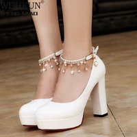 women wedding shoes crystal ankle strap pumps white dress shoes medium heels bridal shoes platform designers shoes