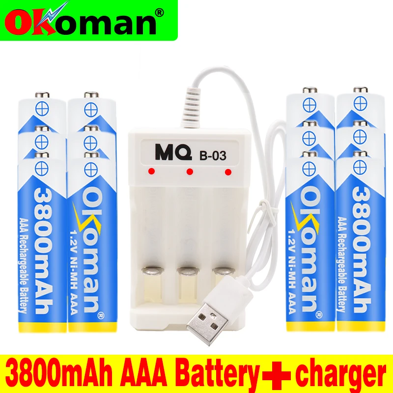 Okoman AAA 1 2 в NIMH батарея 3A 3800 мАч aaa перезаряжаемая Ni MH батареи